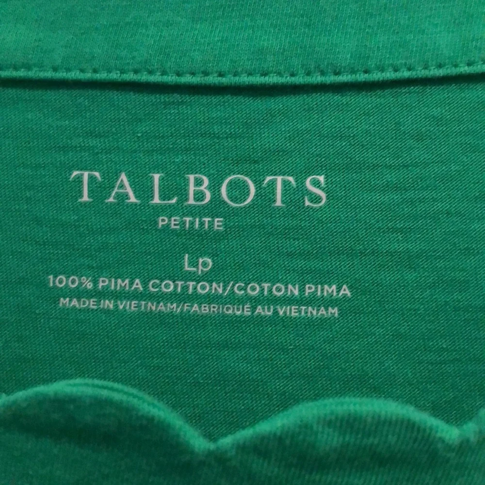 Talbots ladies size L petite Kelly green top - Picture 2 of 3